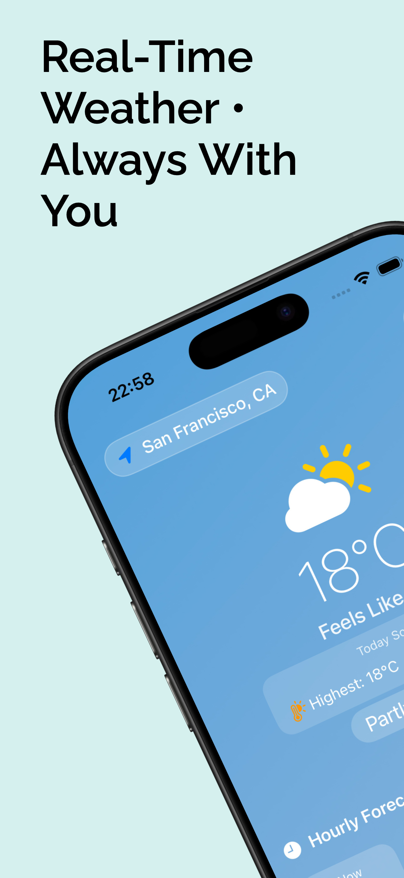 Weather Wave app showing real-time weather for San Francisco
